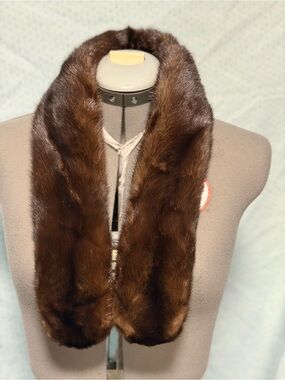 Vintage Brown Fur Stole Scarf -1940s-1960s